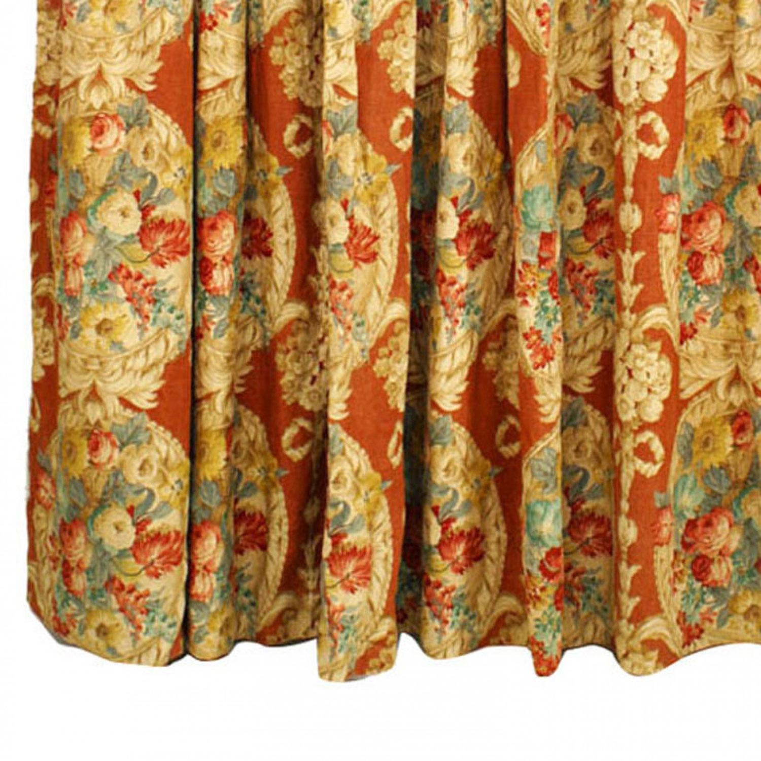 Par de Cortinas Florales de Lino Estampado Estilo Campestre Inglés Colonial británico en venta