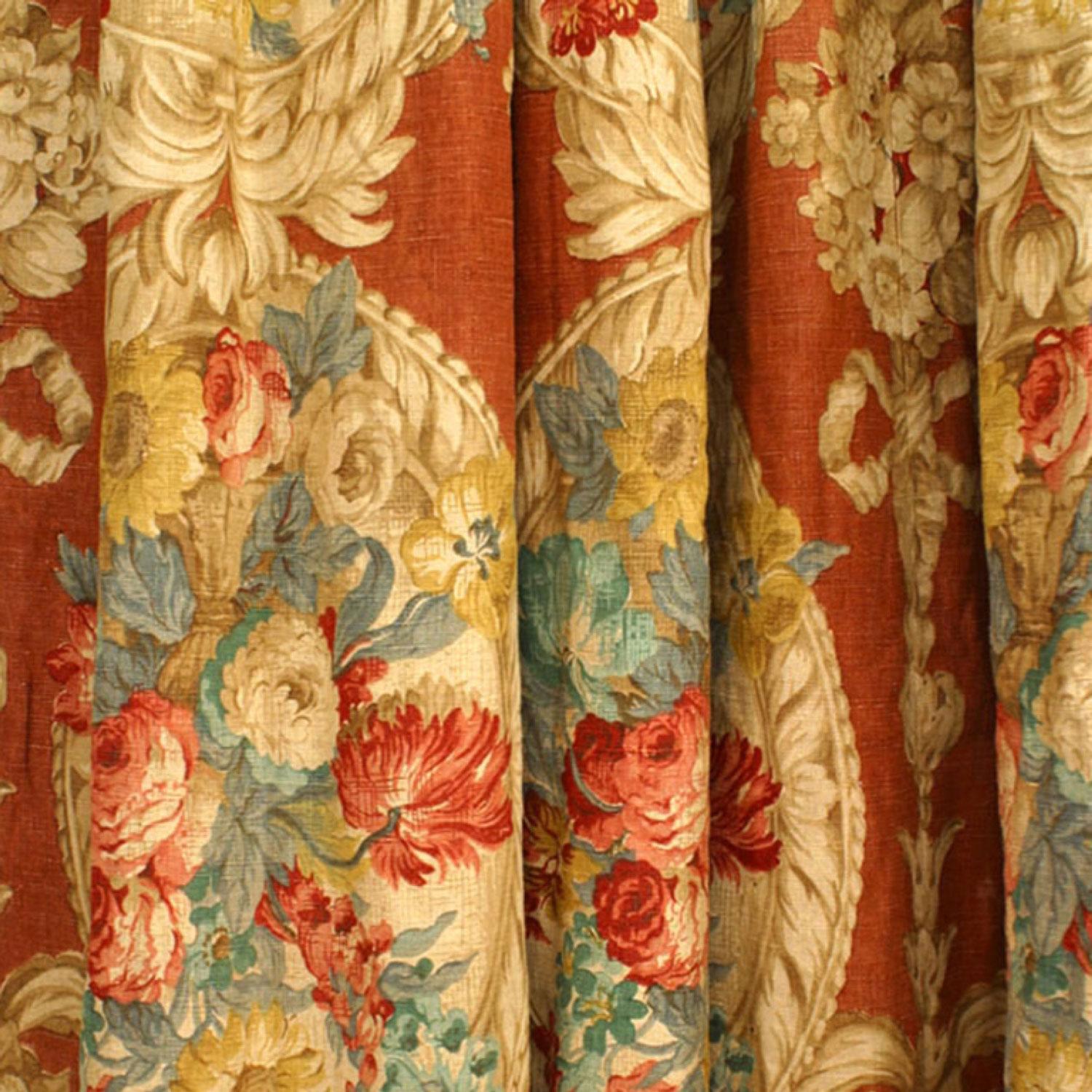 Par de Cortinas Florales de Lino Estampado Estilo Campestre Inglés Británico en venta