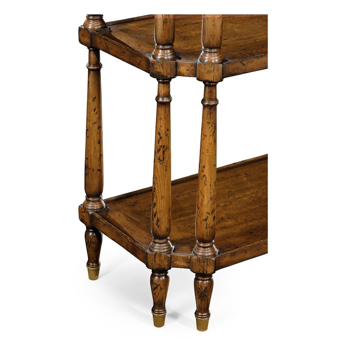 Contemporary Pair of English Country Walnut Console Tables For Sale