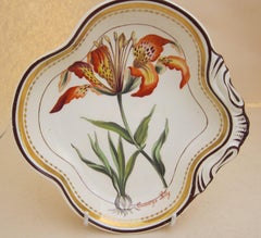 Pair of English Creamware Botanical Dishes