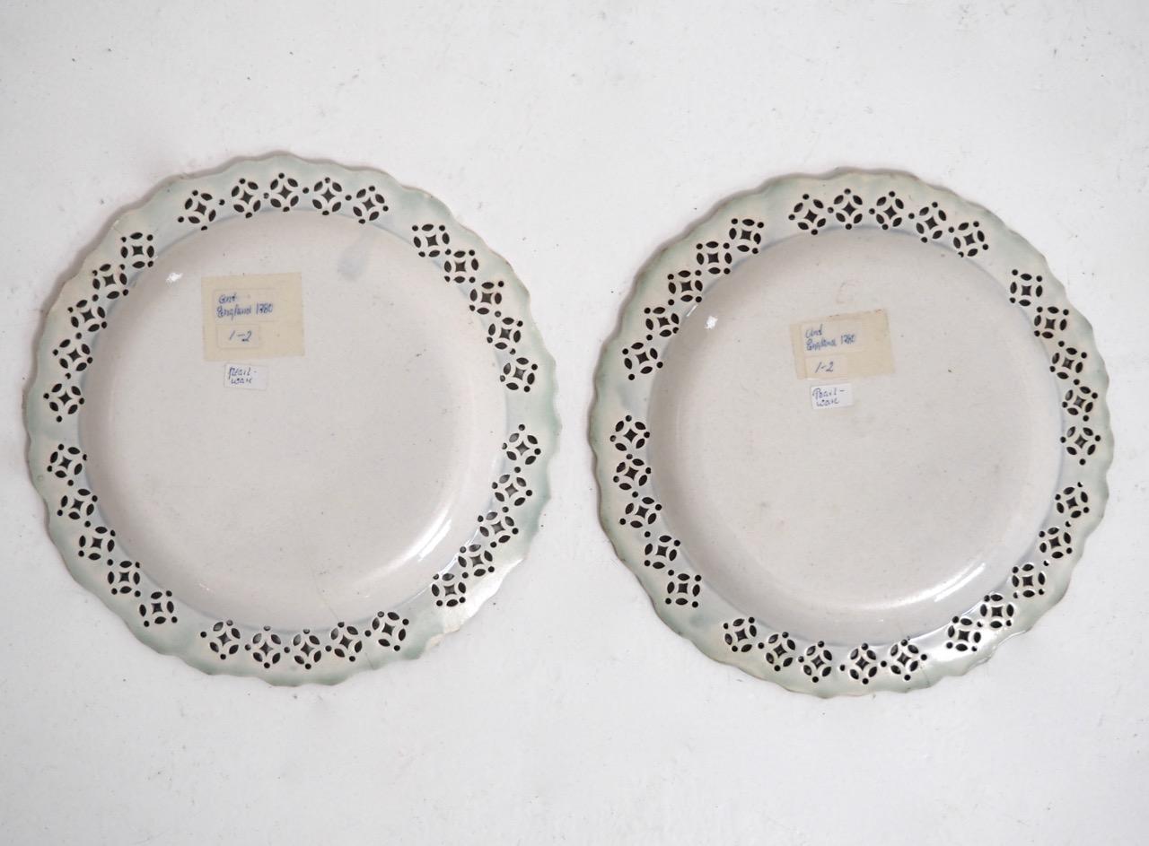 Pair of English Creamware Plates, 18th Century, from Important Danish Collection For Sale 1