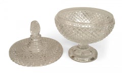 Pair of English Cut Crystal Compotes