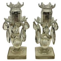 Pair of English Cut Glass Candlesticks