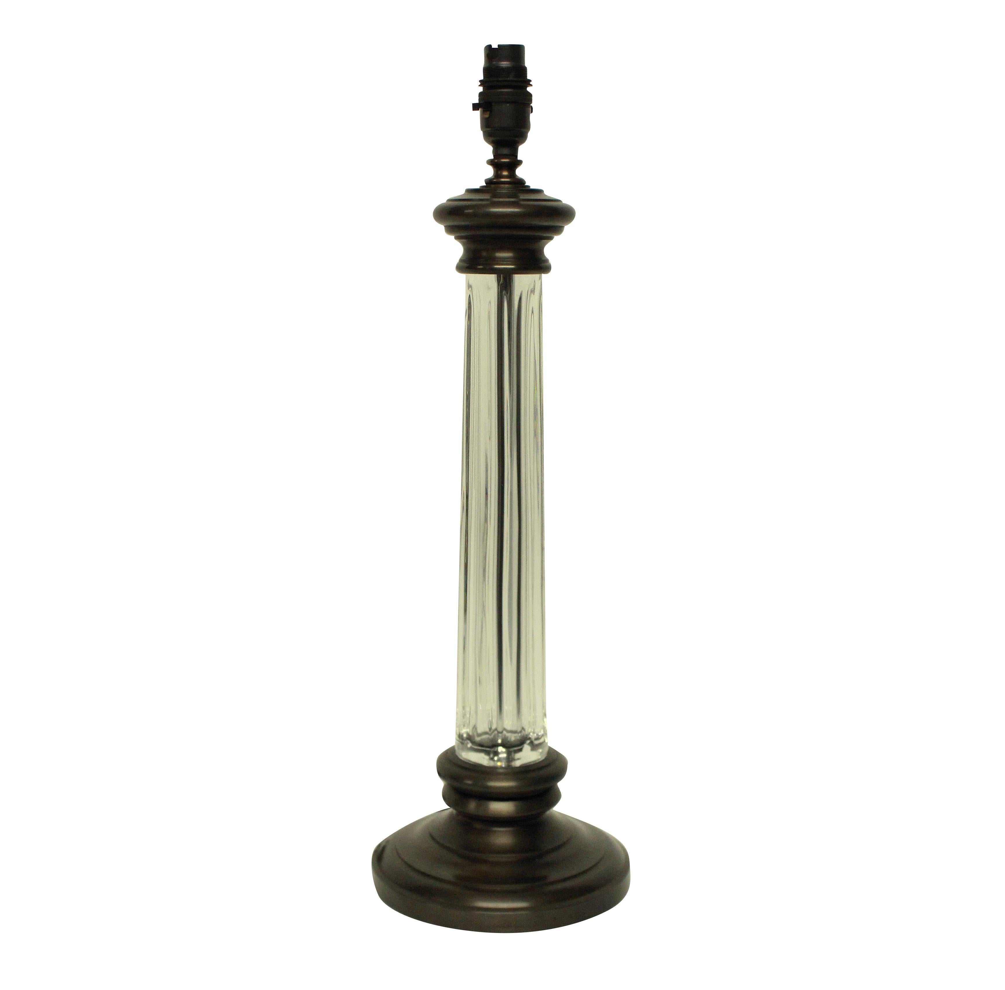 Pair of English Cut-Glass Column Lamps In Good Condition In Kent, Dover