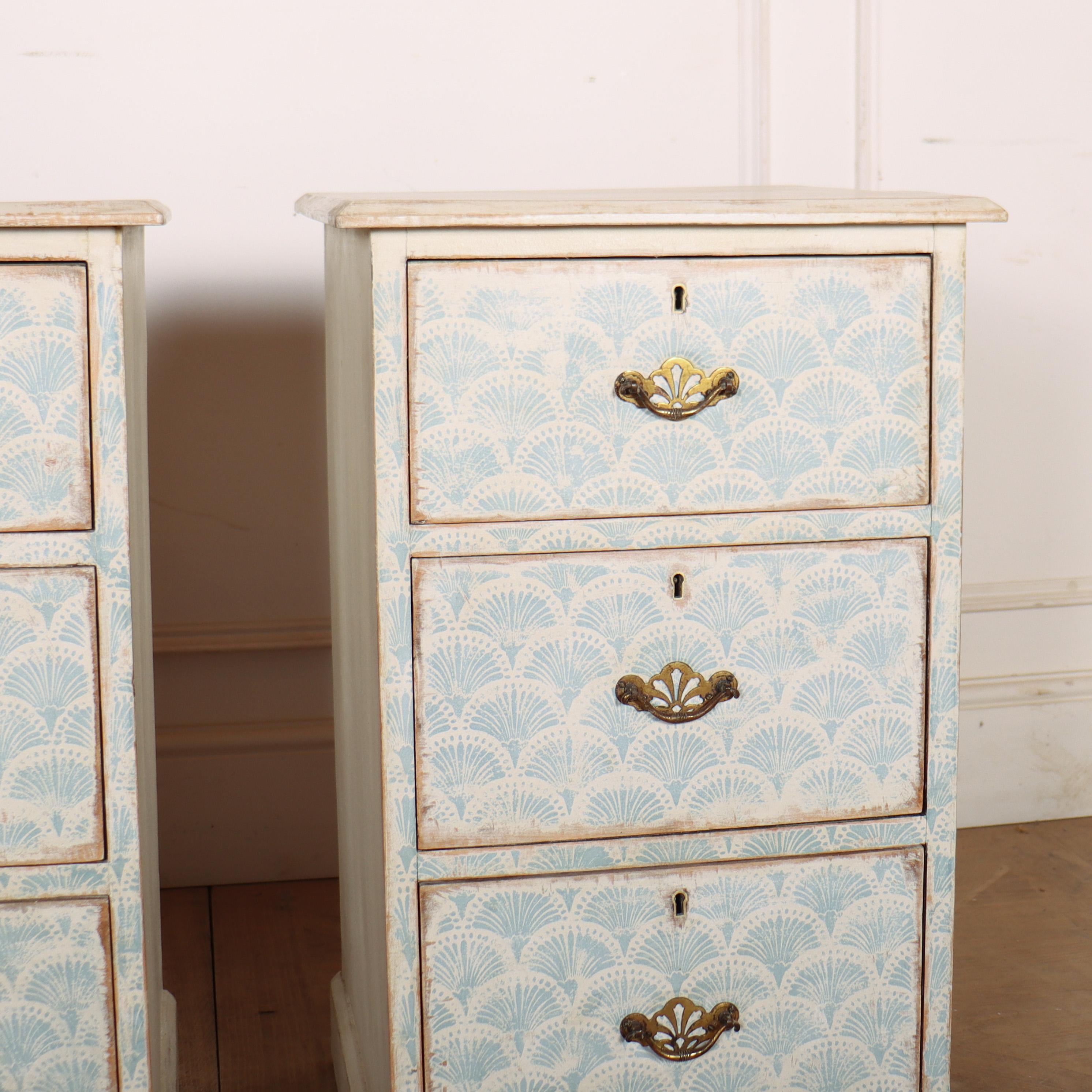 Victorian Pair of English Decorated Chest of Drawers For Sale
