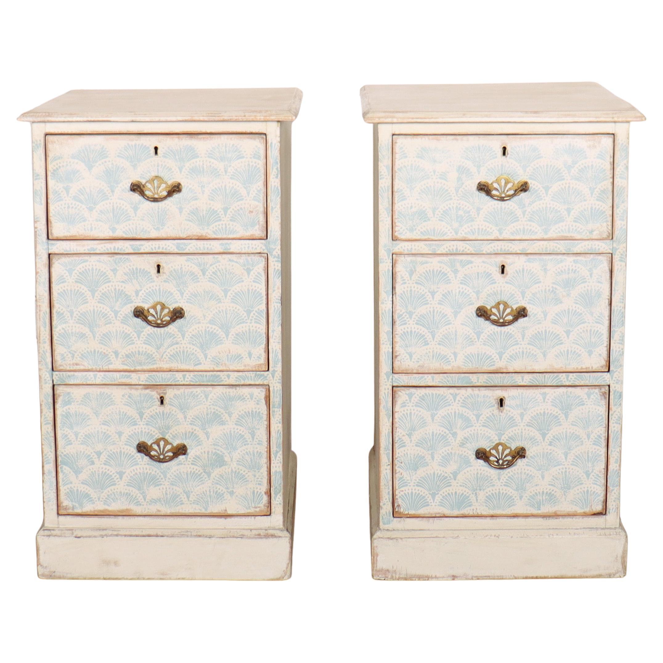 Pair of English Decorated Chest of Drawers For Sale