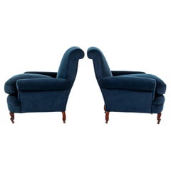 Pareja de sillones ingleses de caoba victoriana de asiento profundo