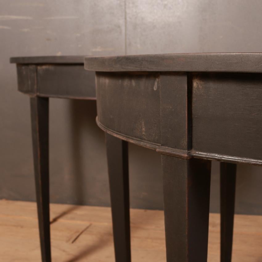 Georgian Pair of English Demilune Console Tables