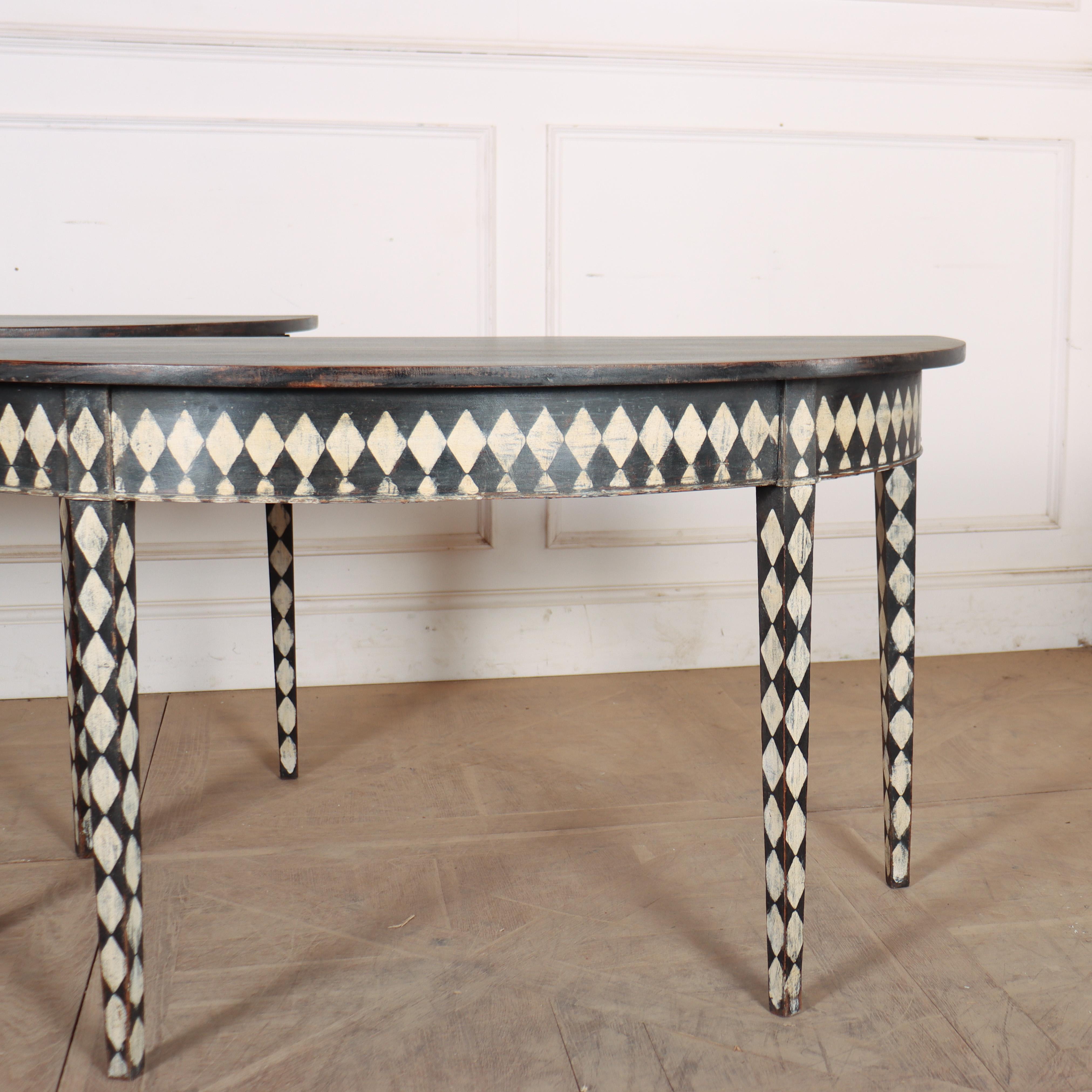Victorian Pair of English Demi-lune Console Tables For Sale