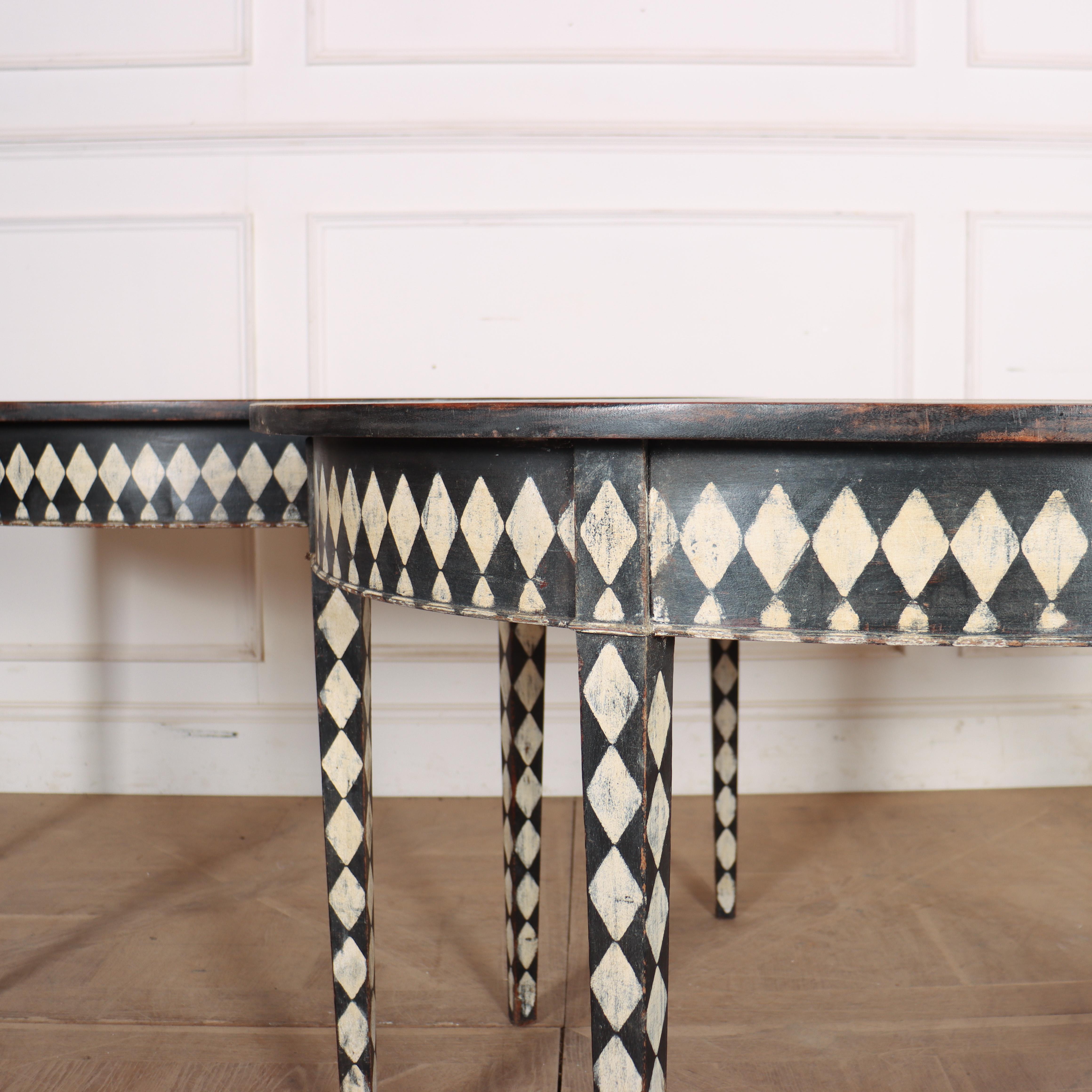 Pair of English Demi-lune Console Tables In Good Condition For Sale In Leamington Spa, Warwickshire
