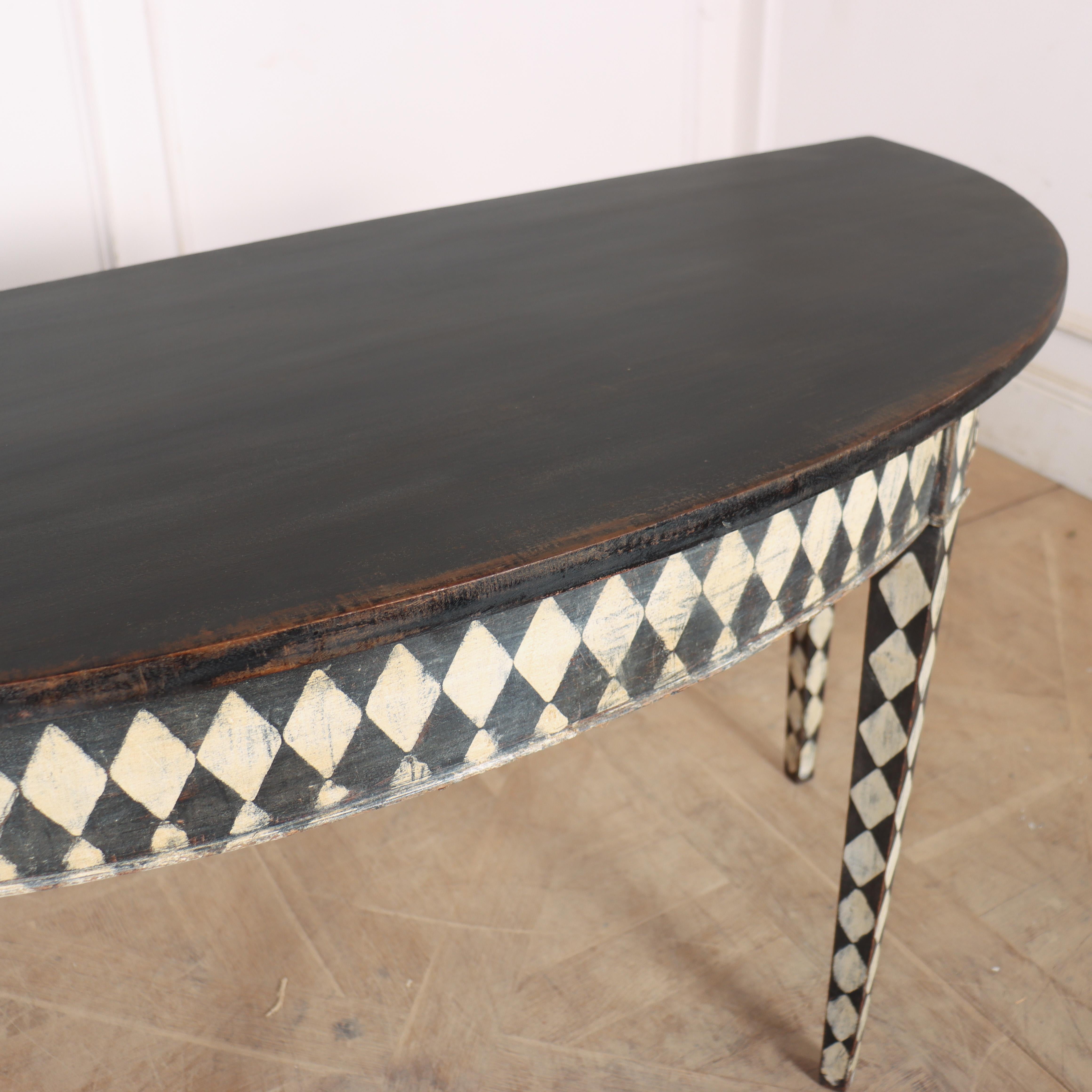 19th Century Pair of English Demi-lune Console Tables For Sale