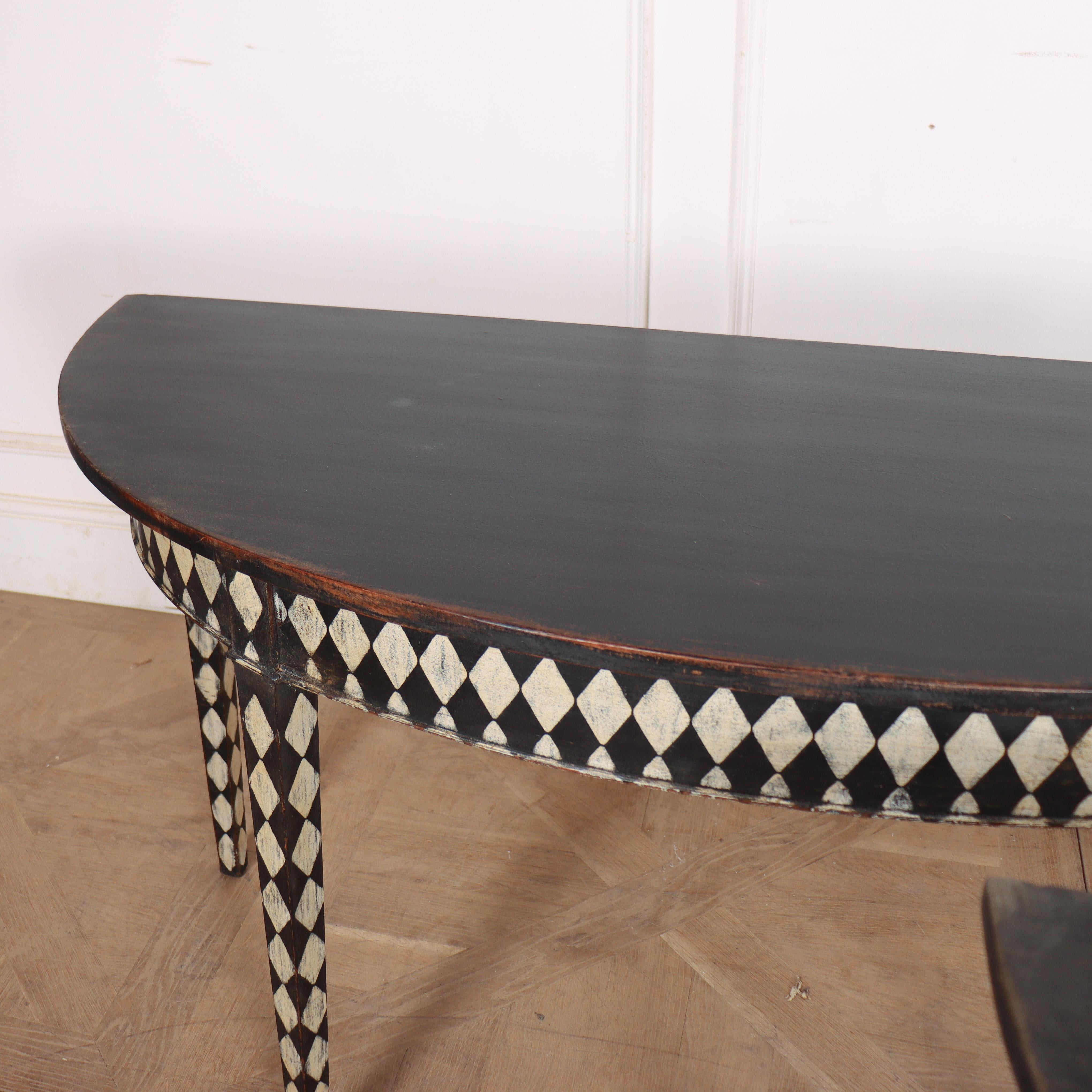Oak Pair of English Demi-lune Console Tables For Sale