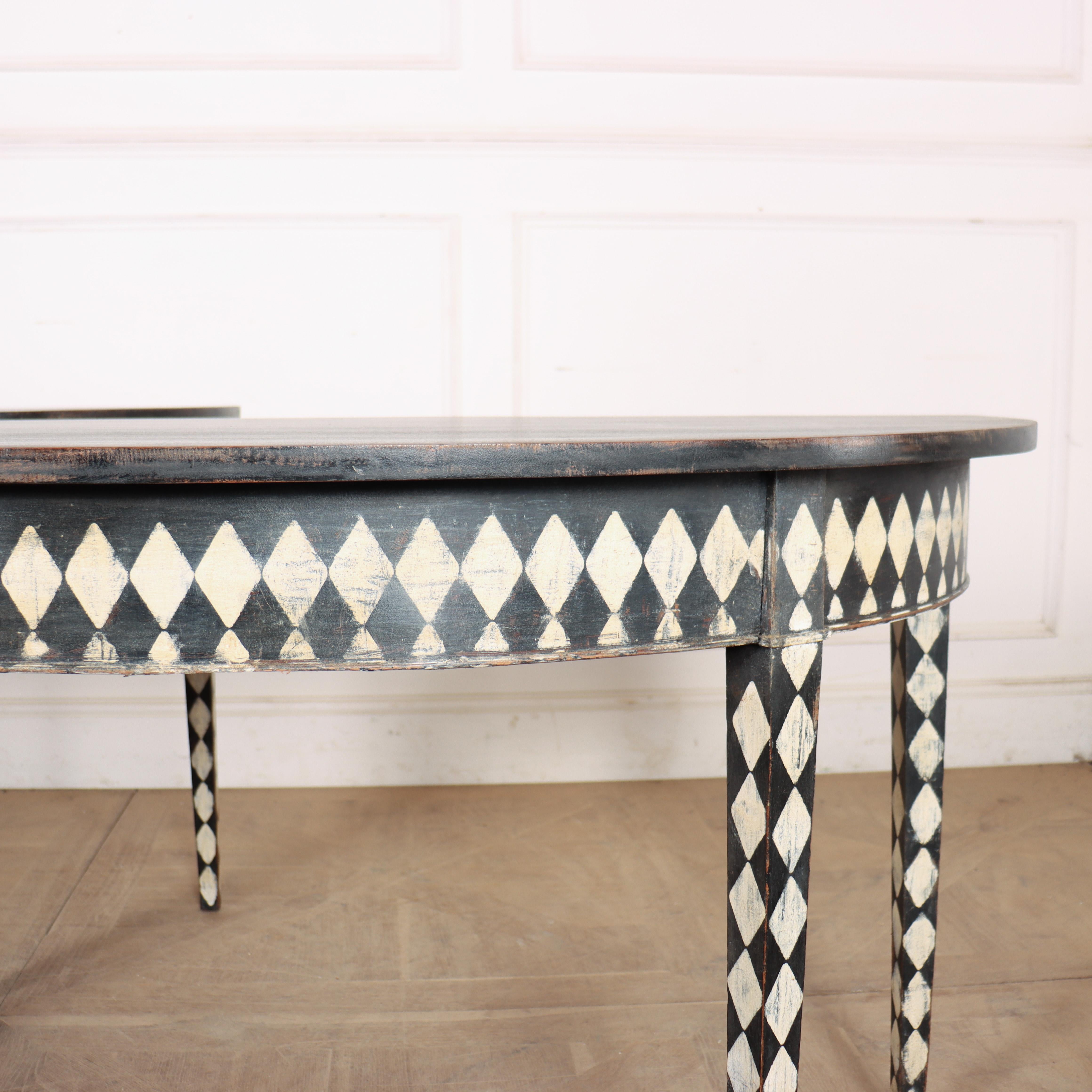Pair of English Demi-lune Console Tables For Sale 1