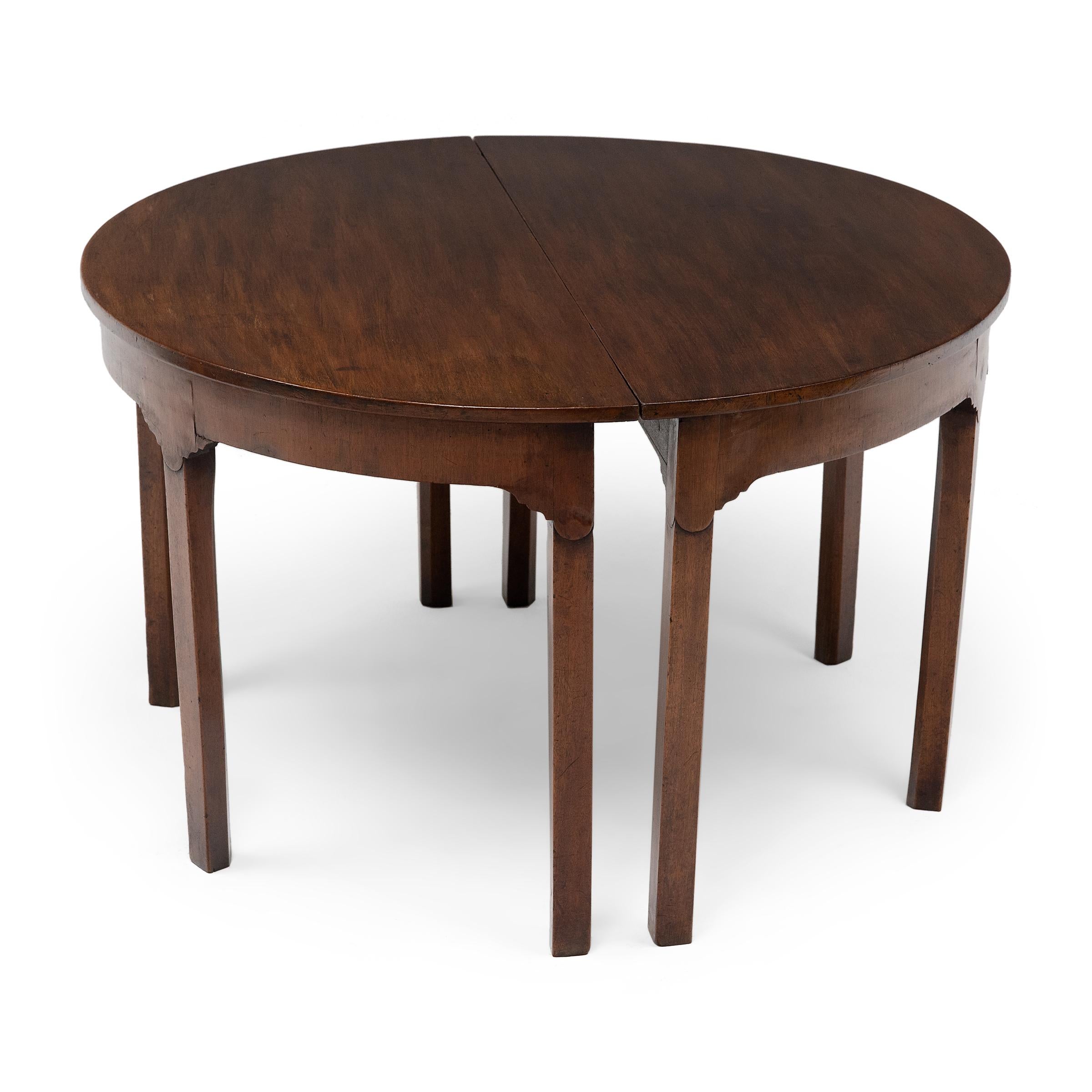 Georgian Pair of English Demi Lune Tables, c. 1850 For Sale