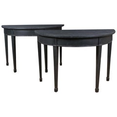 Pair of English Demilune Console Tables