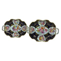 Antique Pair of English 
Derby?
 Footed, Handled Dishes