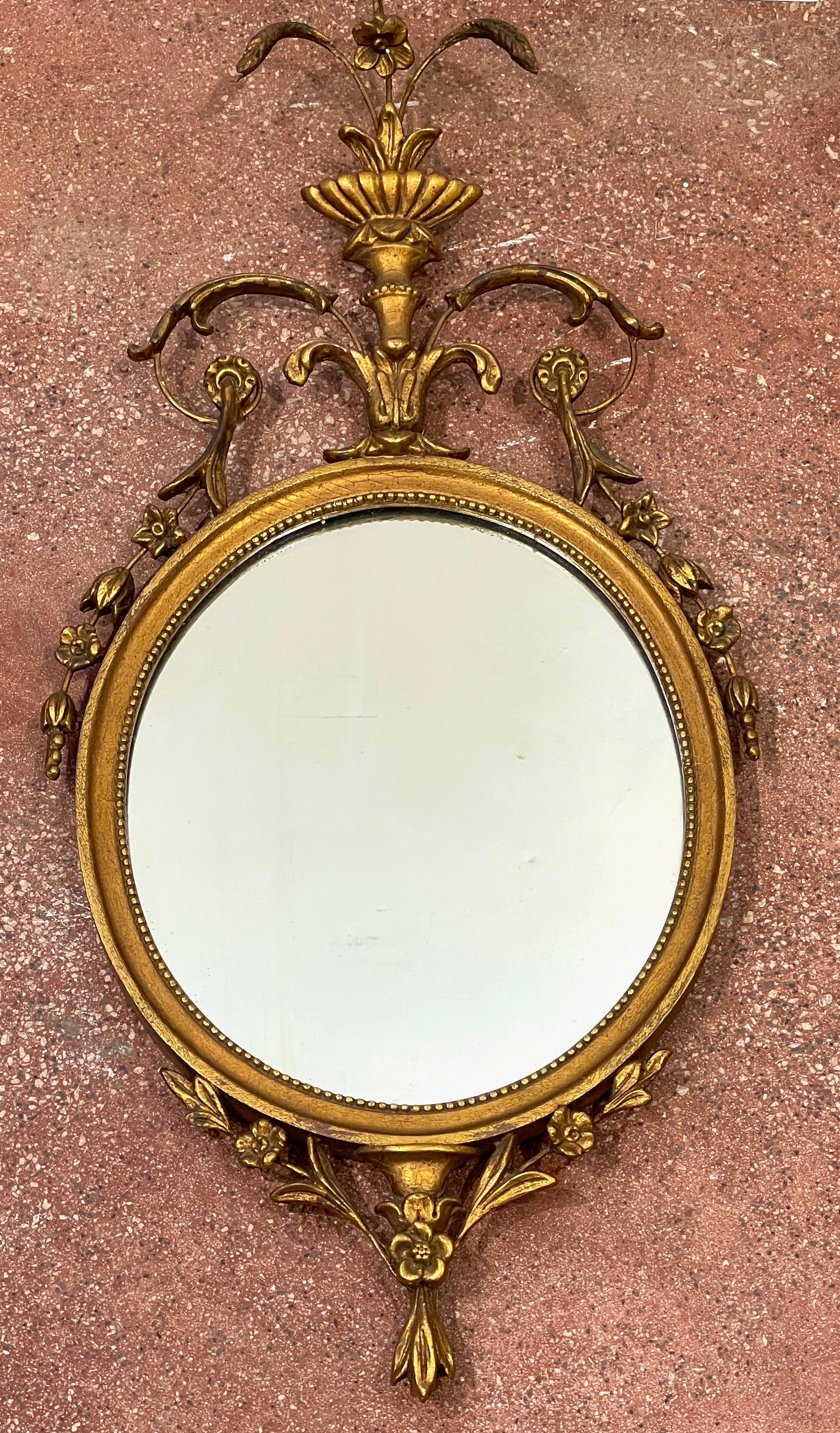 Carved Pair of English Diminutive Georgian Style Giltwood Mirrors, Circa 1900 For Sale