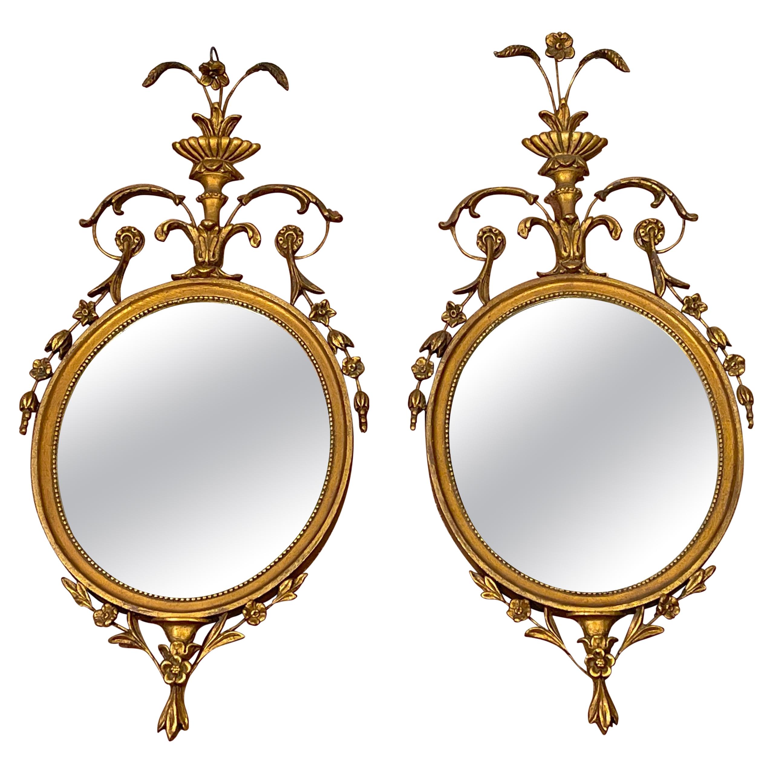 Pair of English Diminutive Georgian Style Giltwood Mirrors, Circa 1900 For Sale