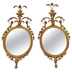 Pair of English Diminutive Georgian Style Giltwood Mirrors, Circa 1900