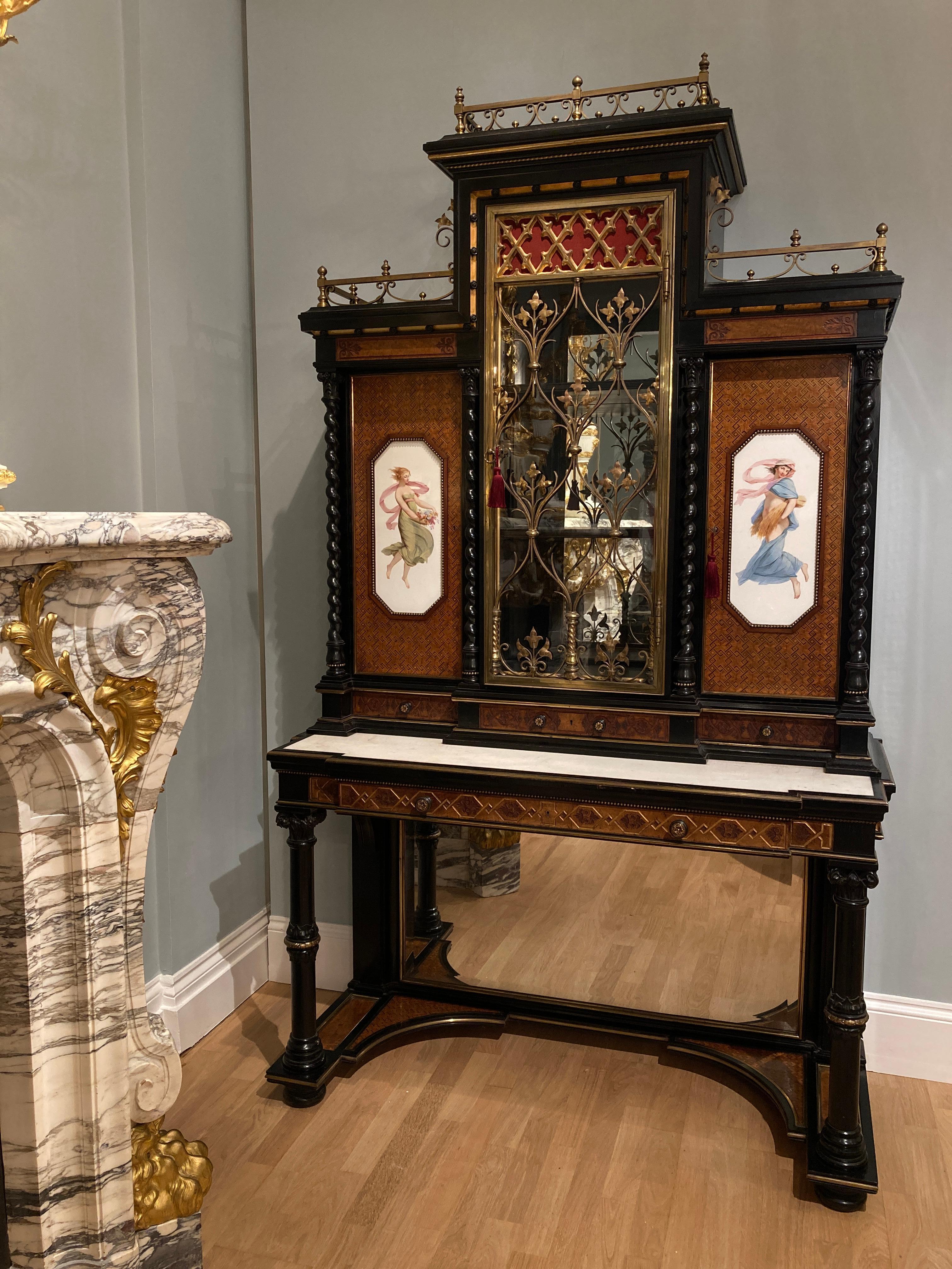 Pair of English Display Cabinets in the Renaissance Revival Style For Sale 2