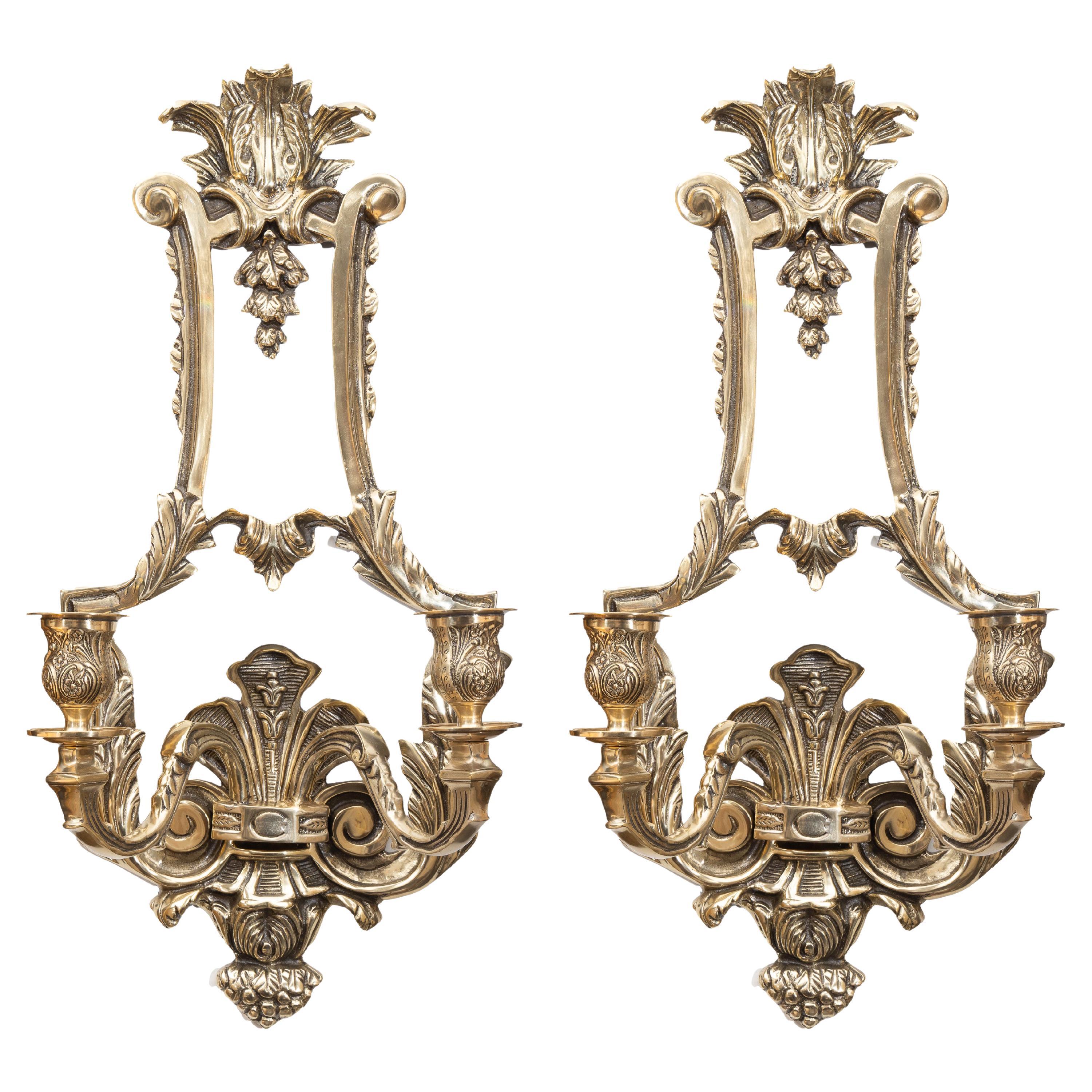 Paire d'appliques anglaises à double bras en laiton