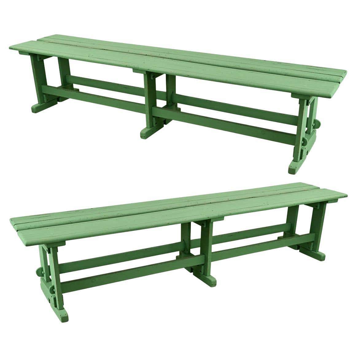 Pair of English Double Wide Garden Benches For Sale at 1stDibs