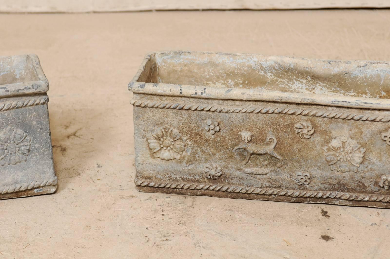 Pair of English Early 19th Century Elegantly Adorned Flower Boxes, 41.5