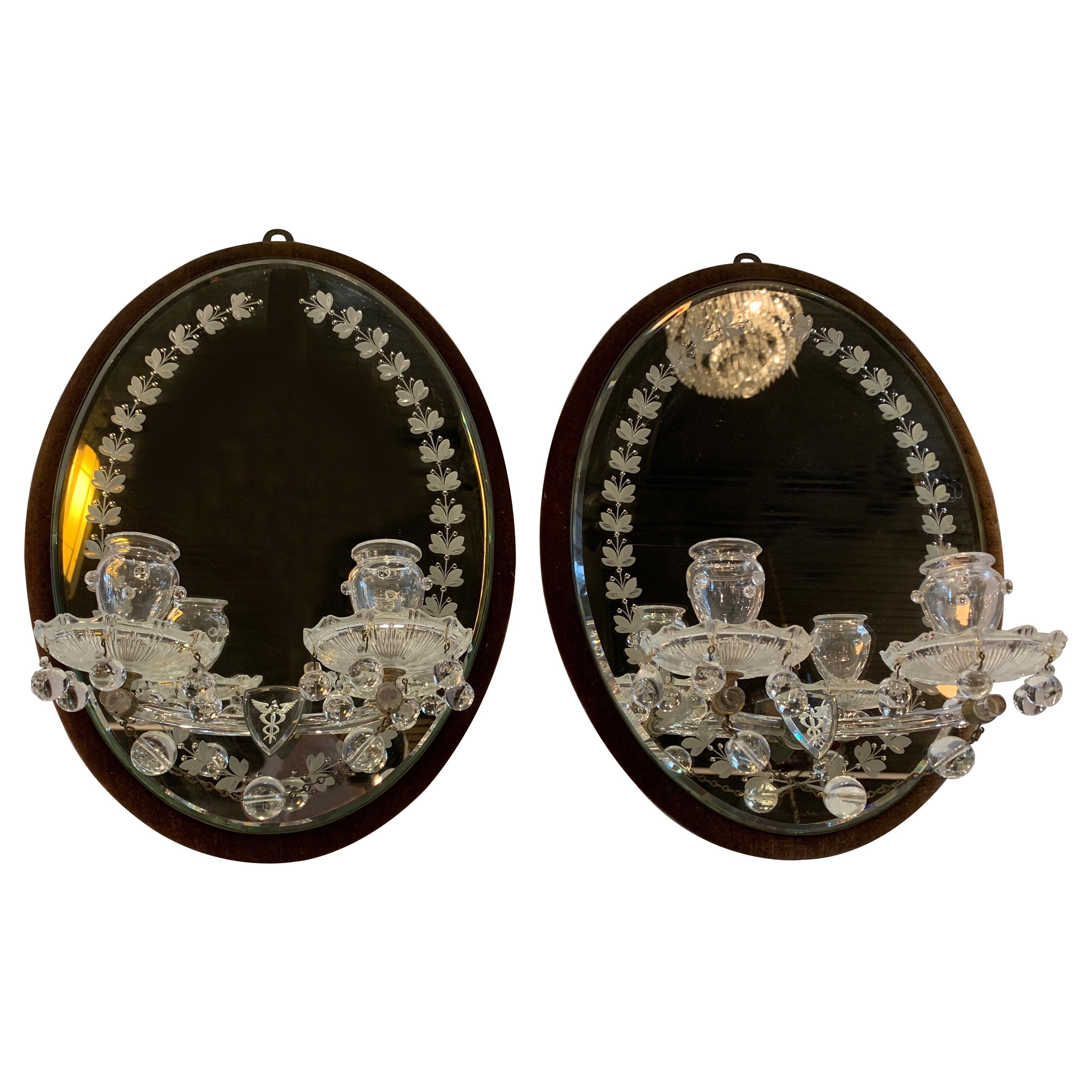 Pair of English Edwardian Mirrored Sconces