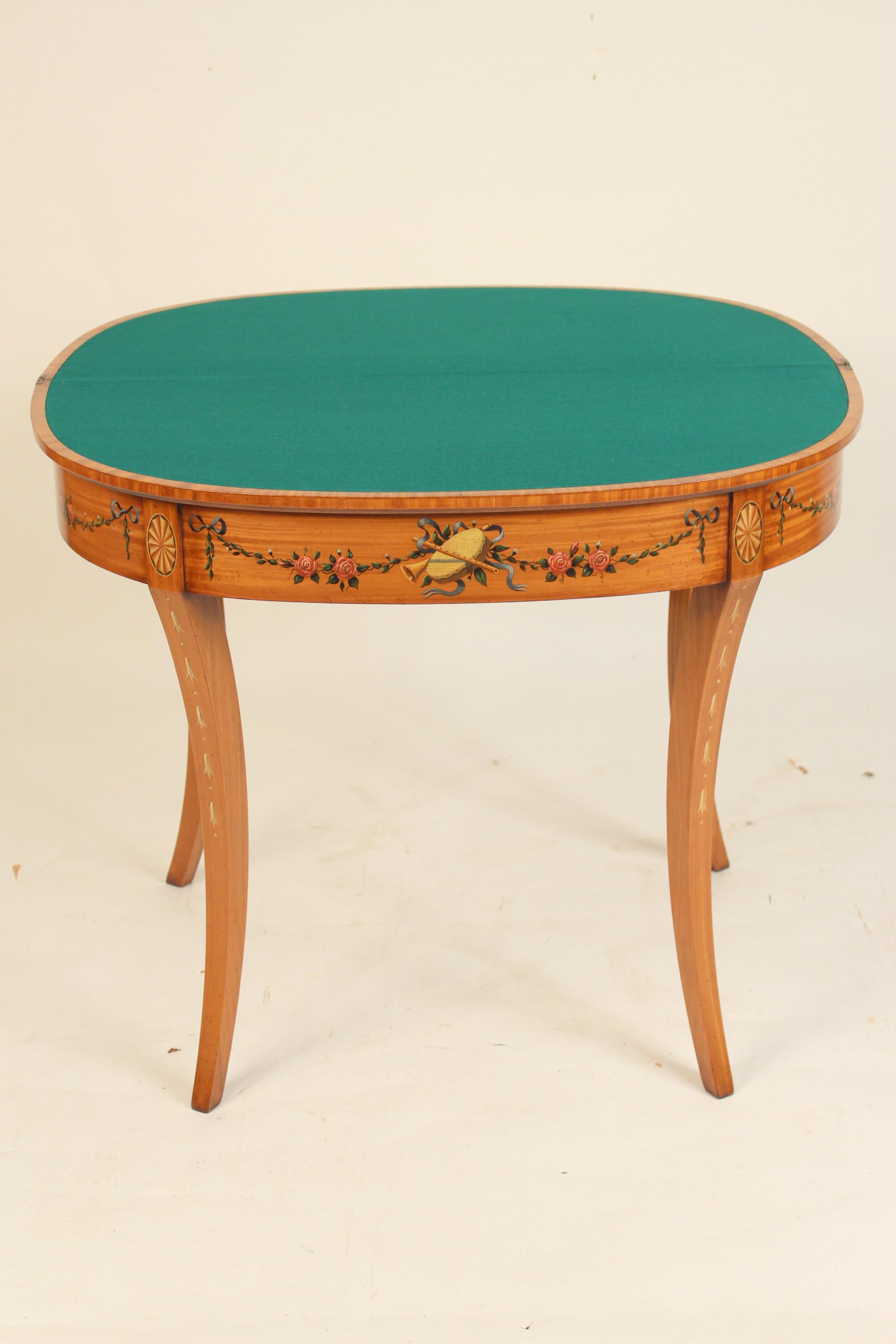 Pair of English Edwardian Style Painted Satinwood Games Tables For Sale 9