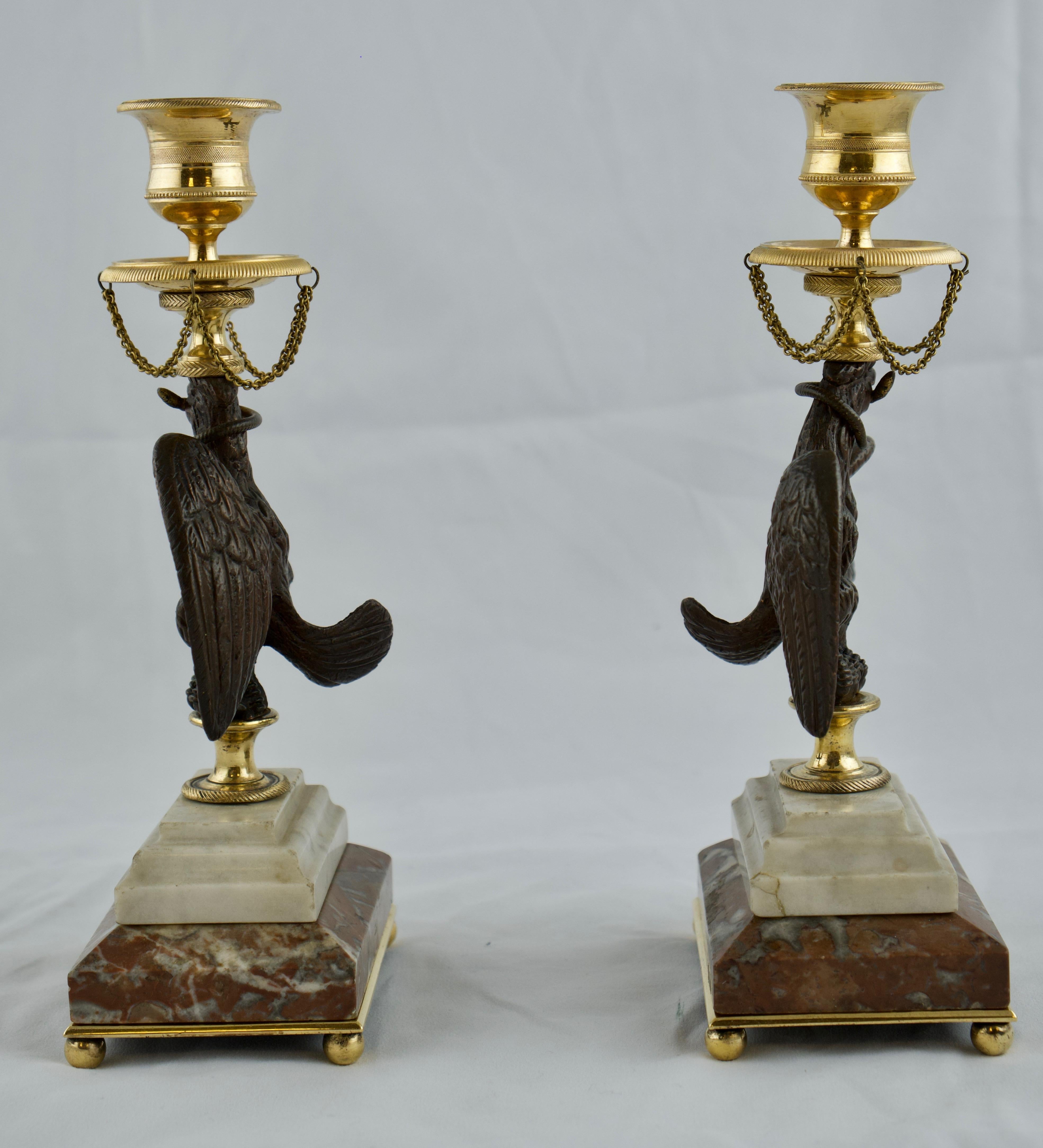 Cast Pair of English Empire Candlesticks, Early 19th C For Sale