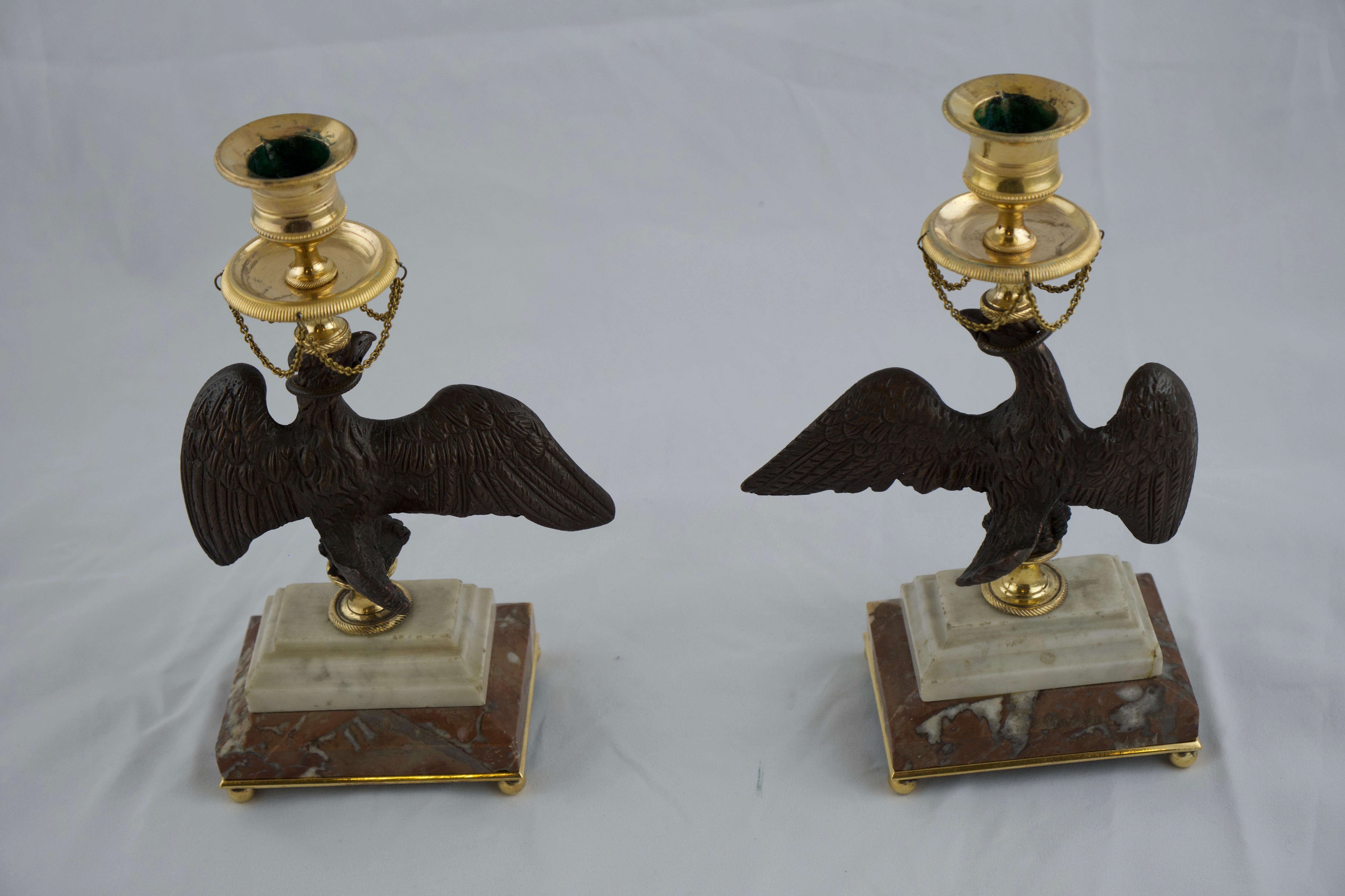19th Century Pair of English Empire Candlesticks, Early 19th C For Sale