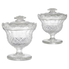 Pair of English Engraved and Cut Glass Sweet Bowls