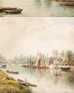 Pair of English engravings; depicting river landscapes (signed)