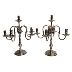 Pair of English Estate Sheffield Silver Plate Candelabra, circa 1920s