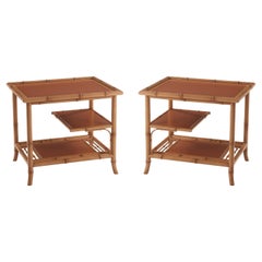 Pair of English Faux Bamboo Side Tables