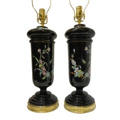 Pair of English Floral Lamps
