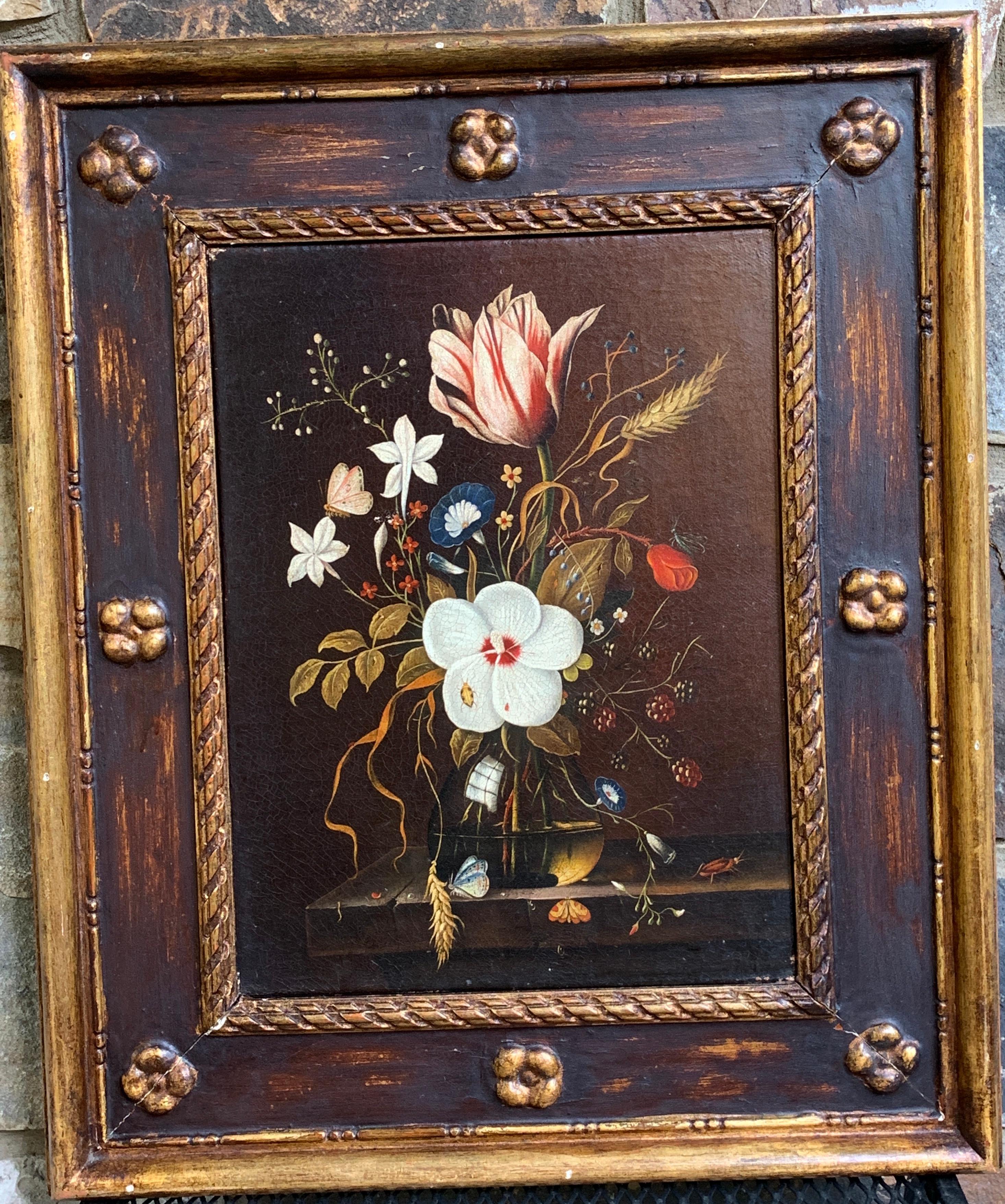 Painted Pair of English Floral Still Life Paintings in the Style of Cecil Kennedy For Sale