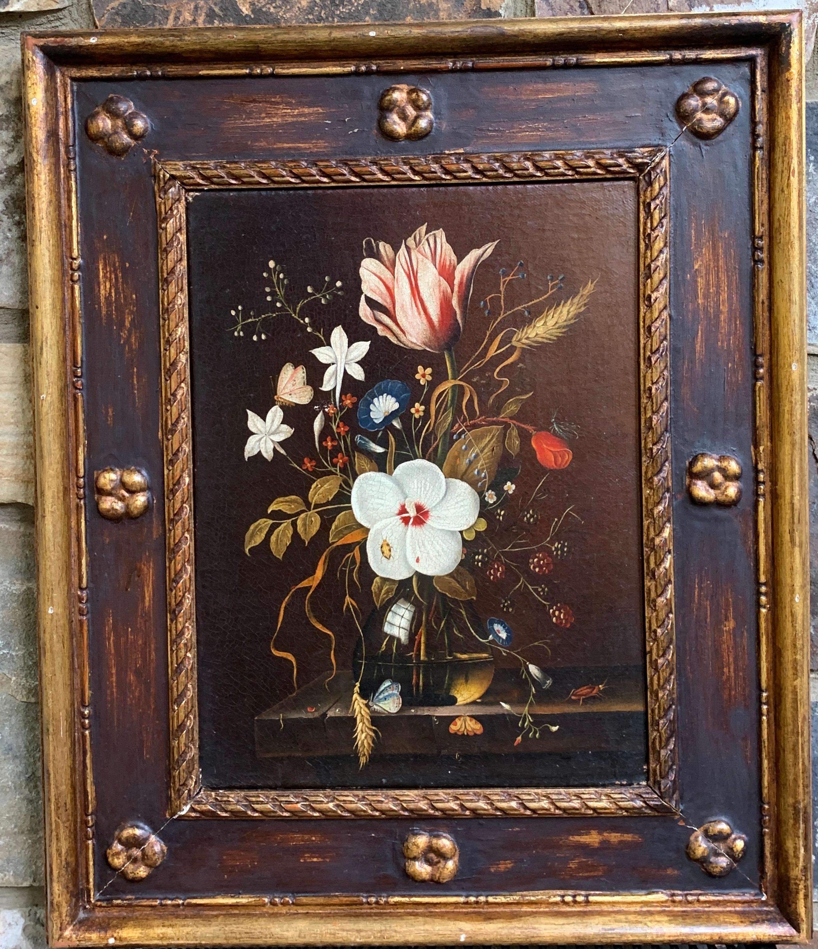 Painted Pair of English Floral Still Life Paintings in the Style of Cecil Kennedy For Sale