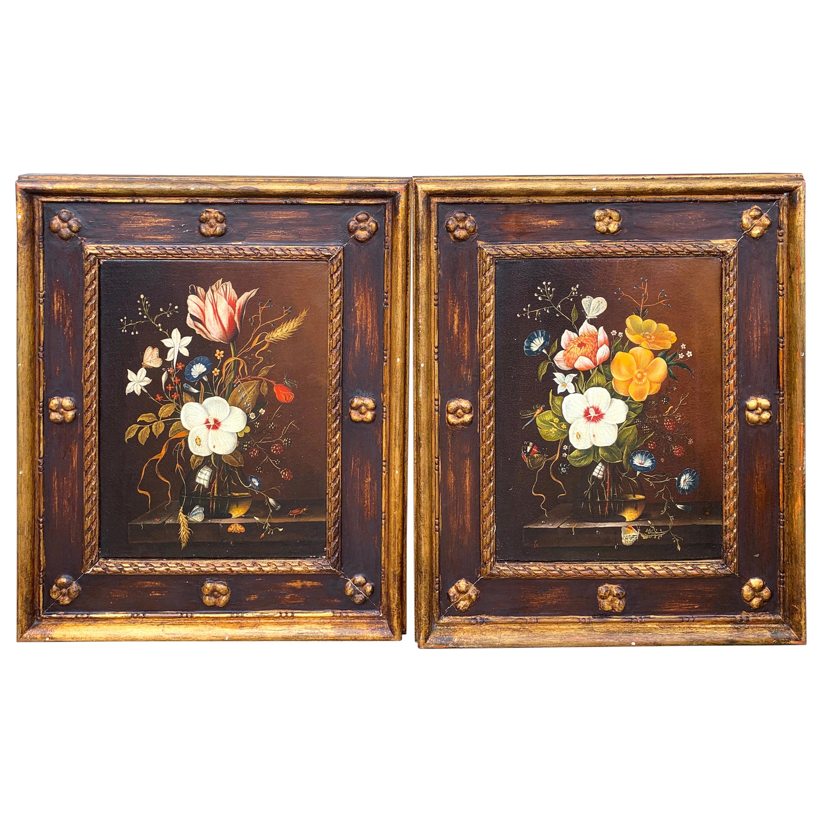 Pair of English Floral Still Life Paintings in the Style of Cecil Kennedy For Sale