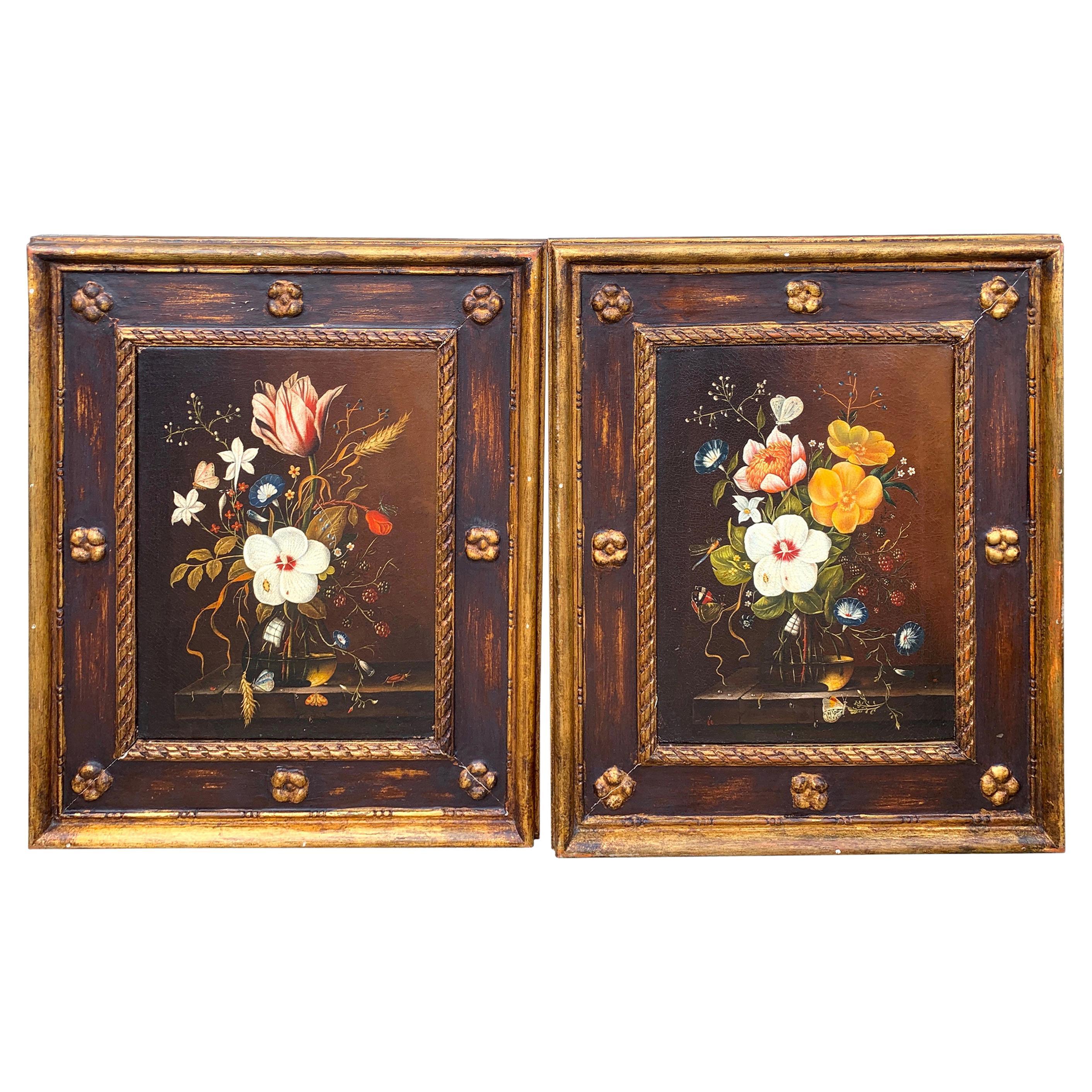 Pair of English Floral Still Life Paintings in the Style of Cecil Kennedy For Sale