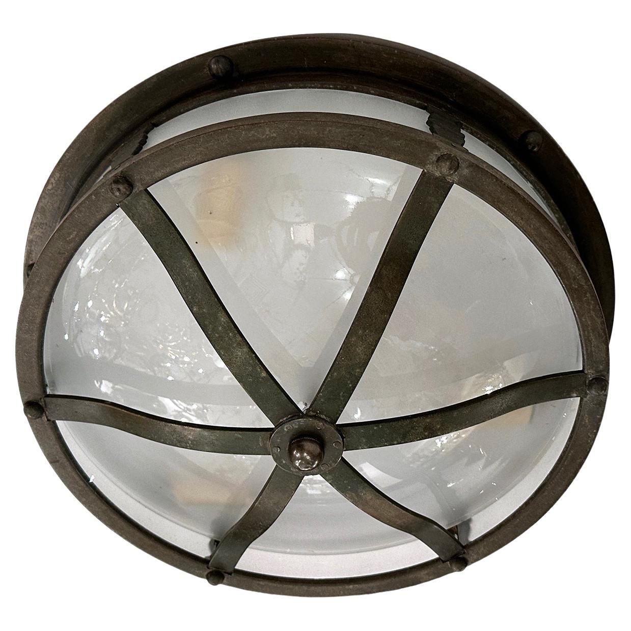 An English Bronze Flush Mounted Fixture For Sale