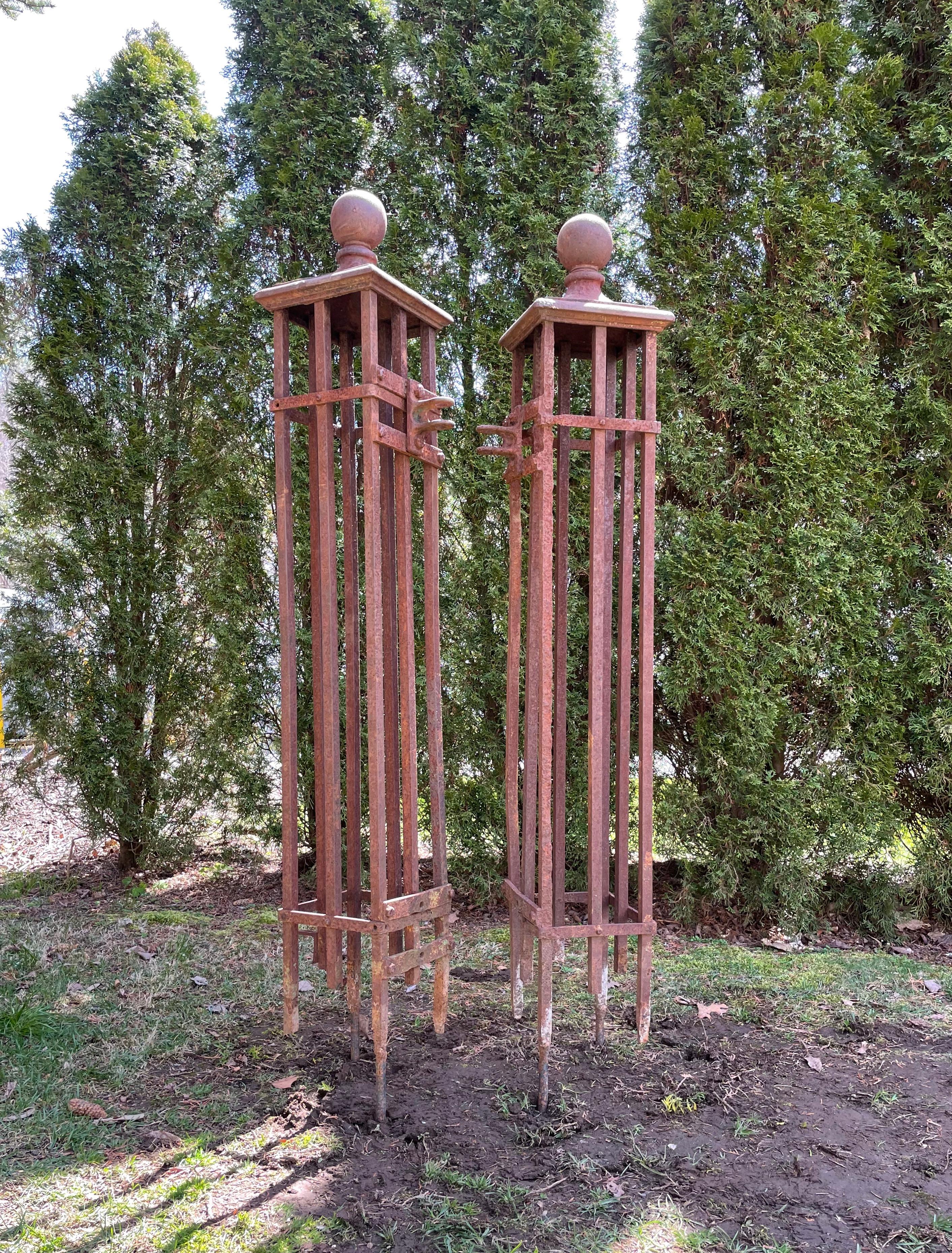 We searched long and hard for a pair of practical forms upon which we could grow sweet peas in our own potager and, years ago, happened upon these marvelous old cast and wrought iron gate piers that, with the clever assistance of our metalsmith,