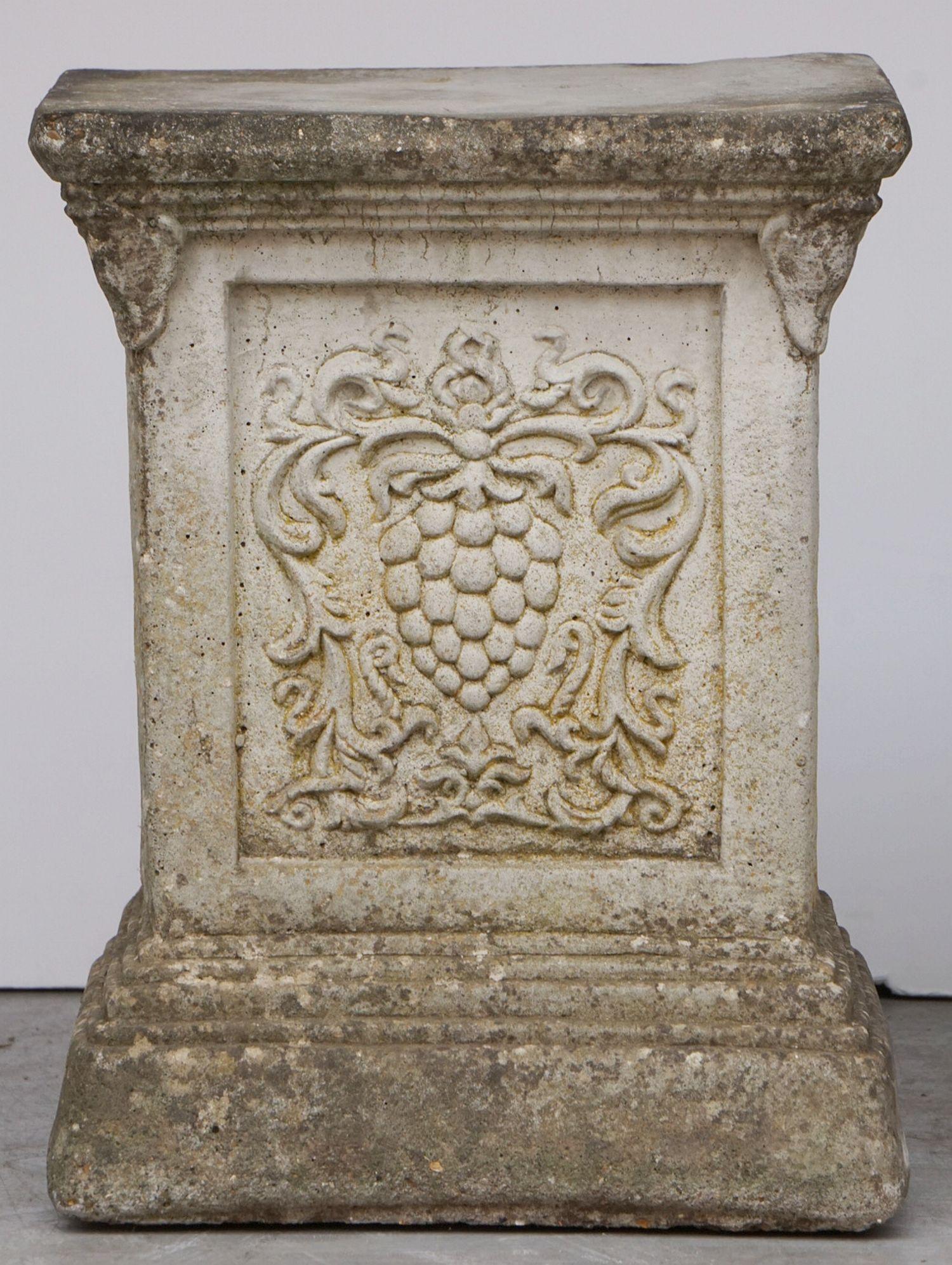 Pair of English Garden Stone Pedestals or Plinths with Grape Motif For Sale 4
