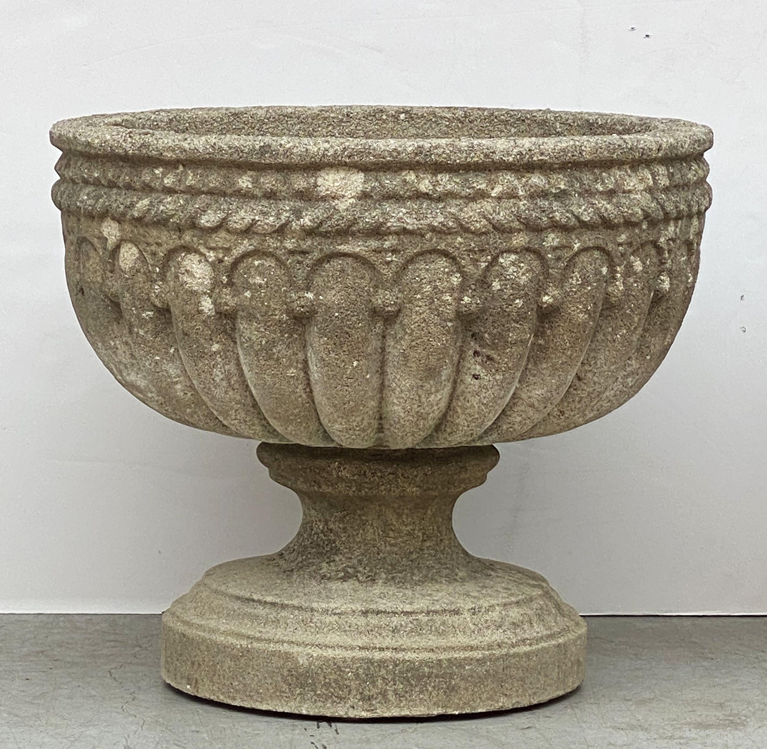 Pair of English Garden Stone Urns or Planters 'Individually Priced' 7