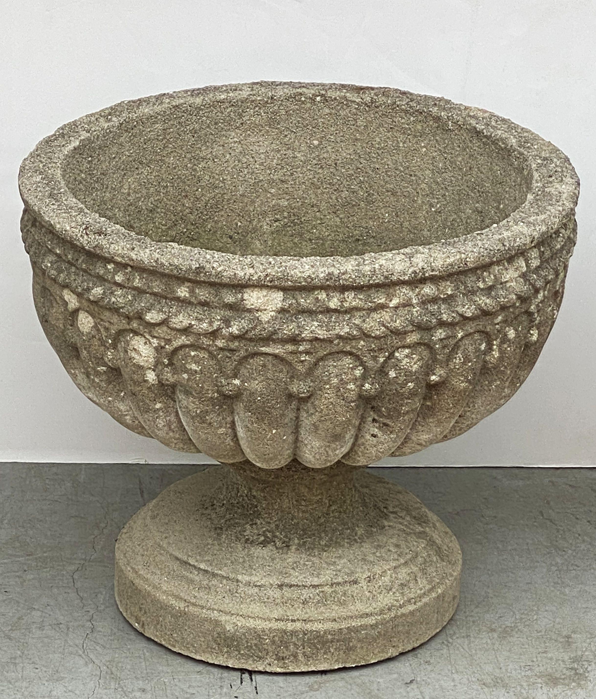 Pair of English Garden Stone Urns or Planters 'Individually Priced' 8