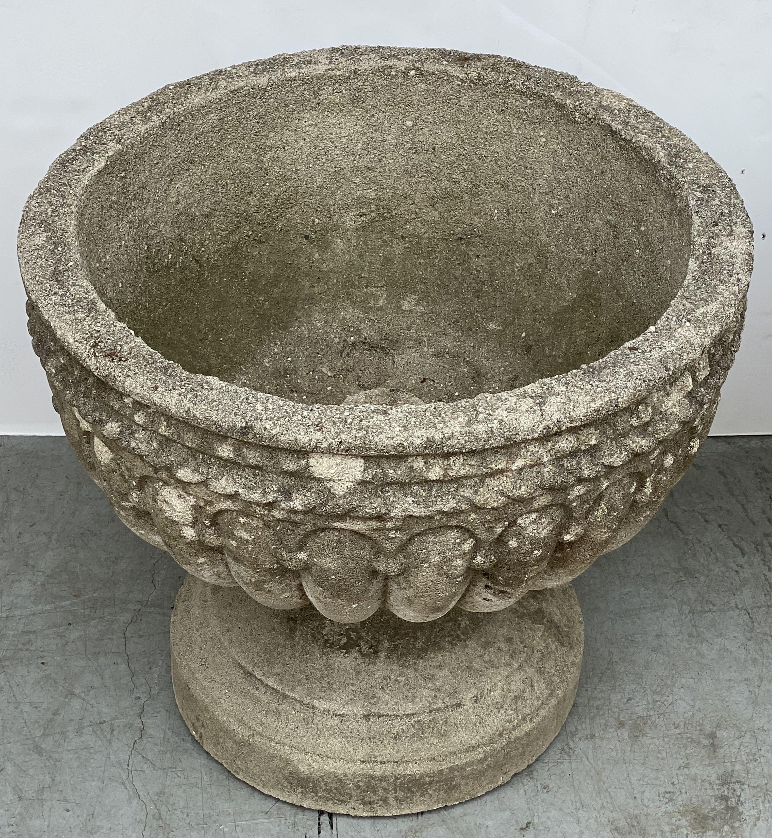 Pair of English Garden Stone Urns or Planters 'Individually Priced' 9