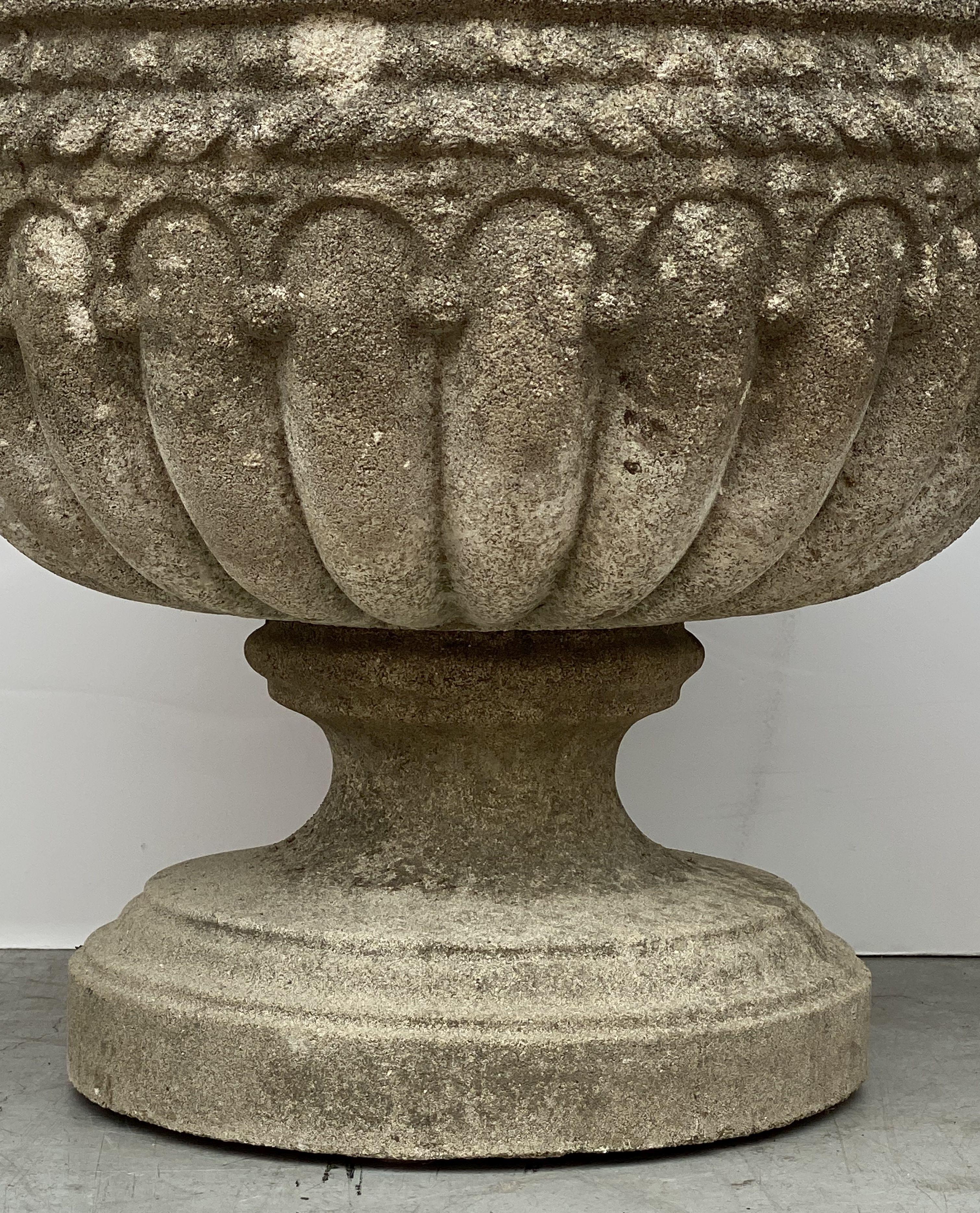 Pair of English Garden Stone Urns or Planters 'Individually Priced' 14