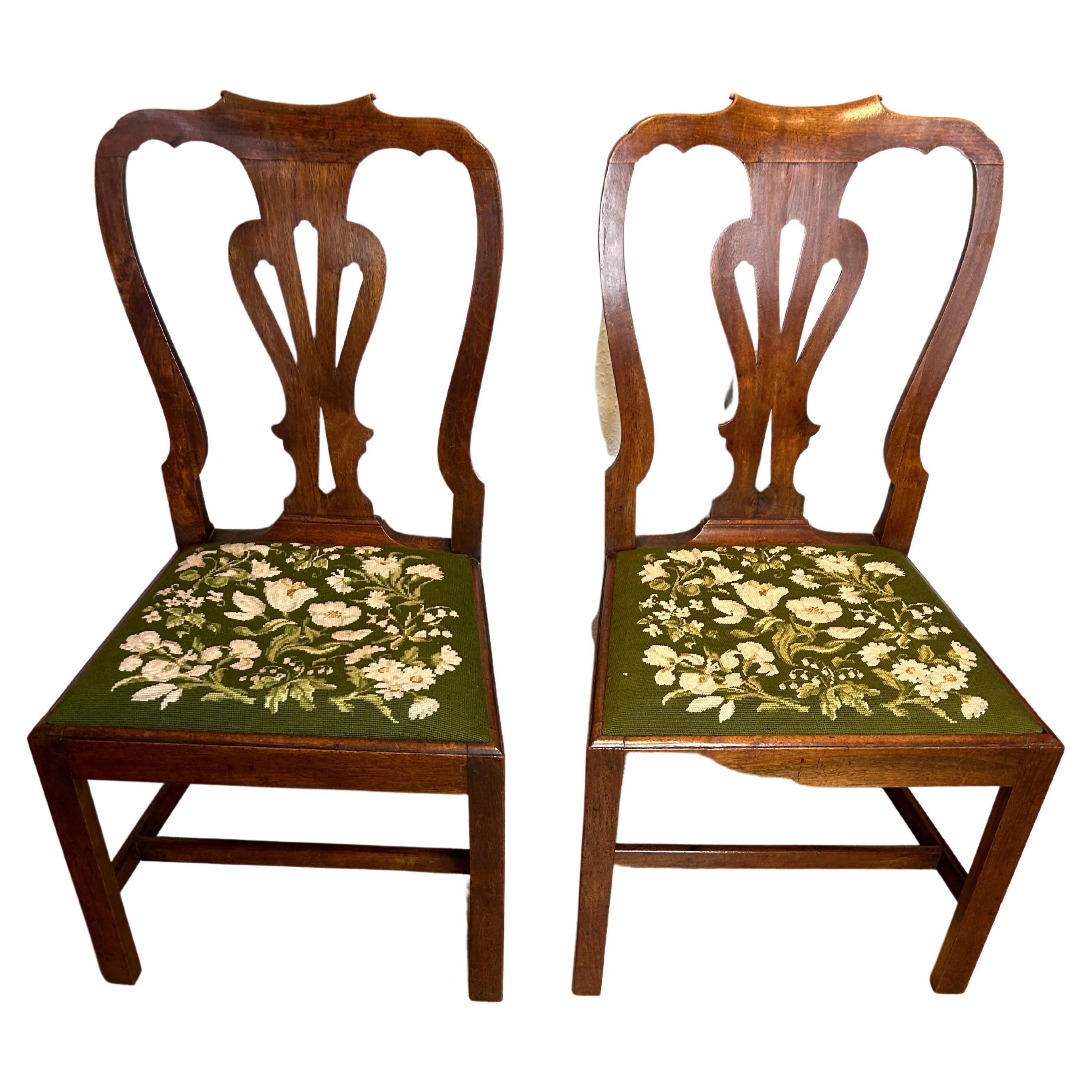 Pair of George 2nd Walnut Side chairs  For Sale