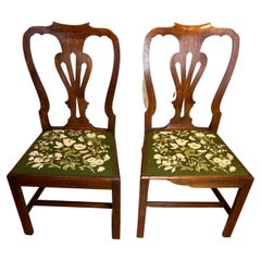 Pair of English George 2nd Walnut Side chairs 