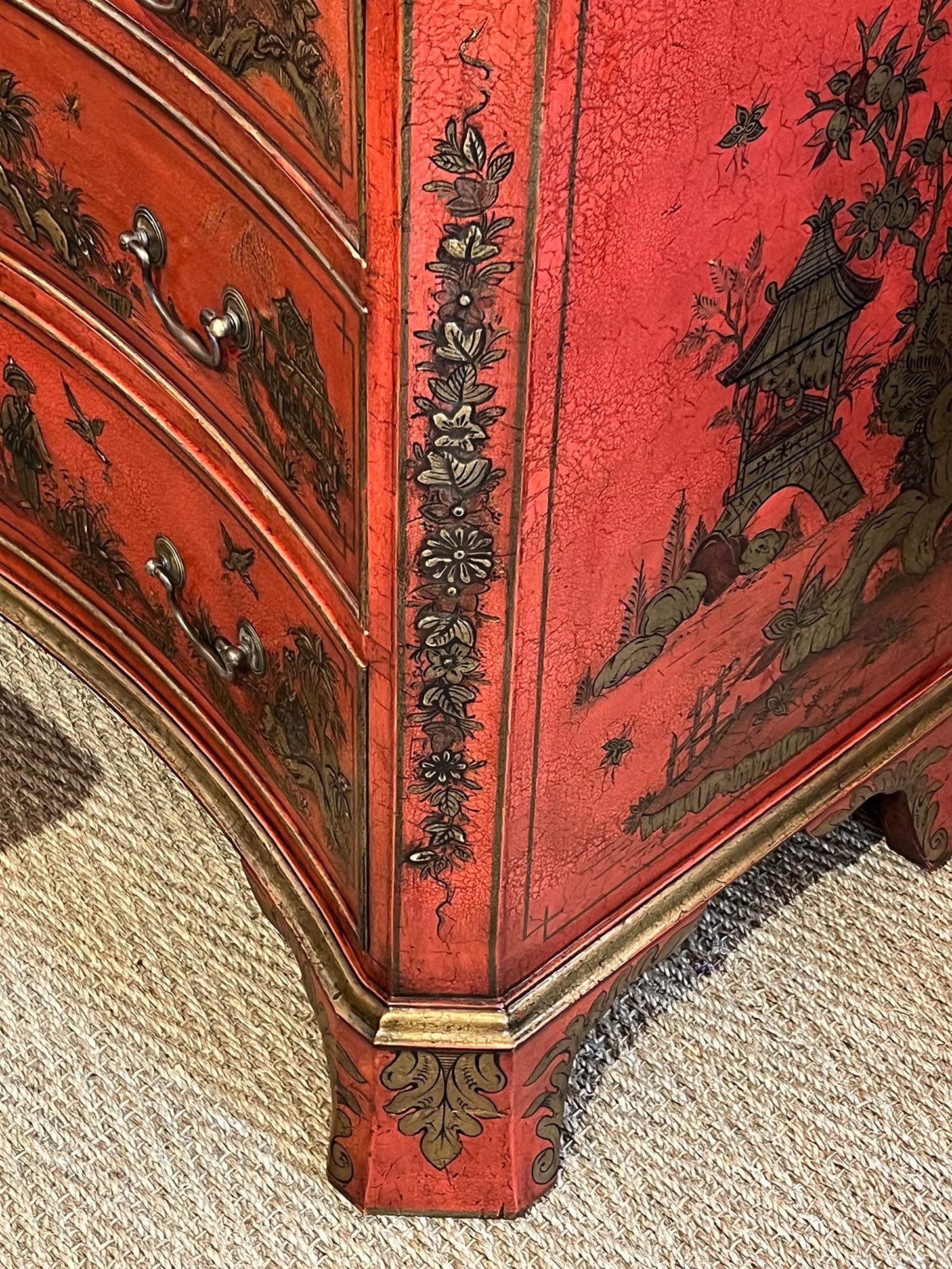 Pair of English George II Style Red Japanned Chests For Sale 5